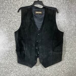 Bachrach Men's Vintage 90's Leather Button Front Vest - Size XL - Western, Biker